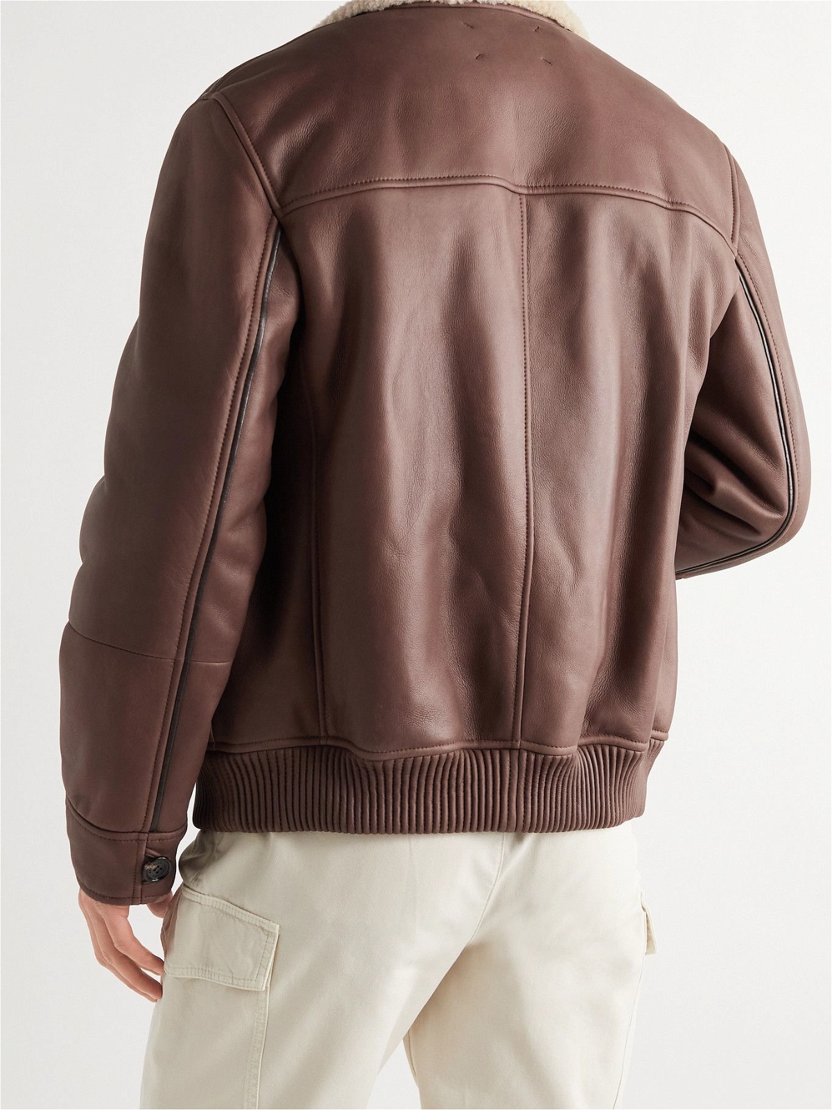 BRUNELLO CUCINELLI - Shearling-Lined Leather Jacket - Brown Brunello ...