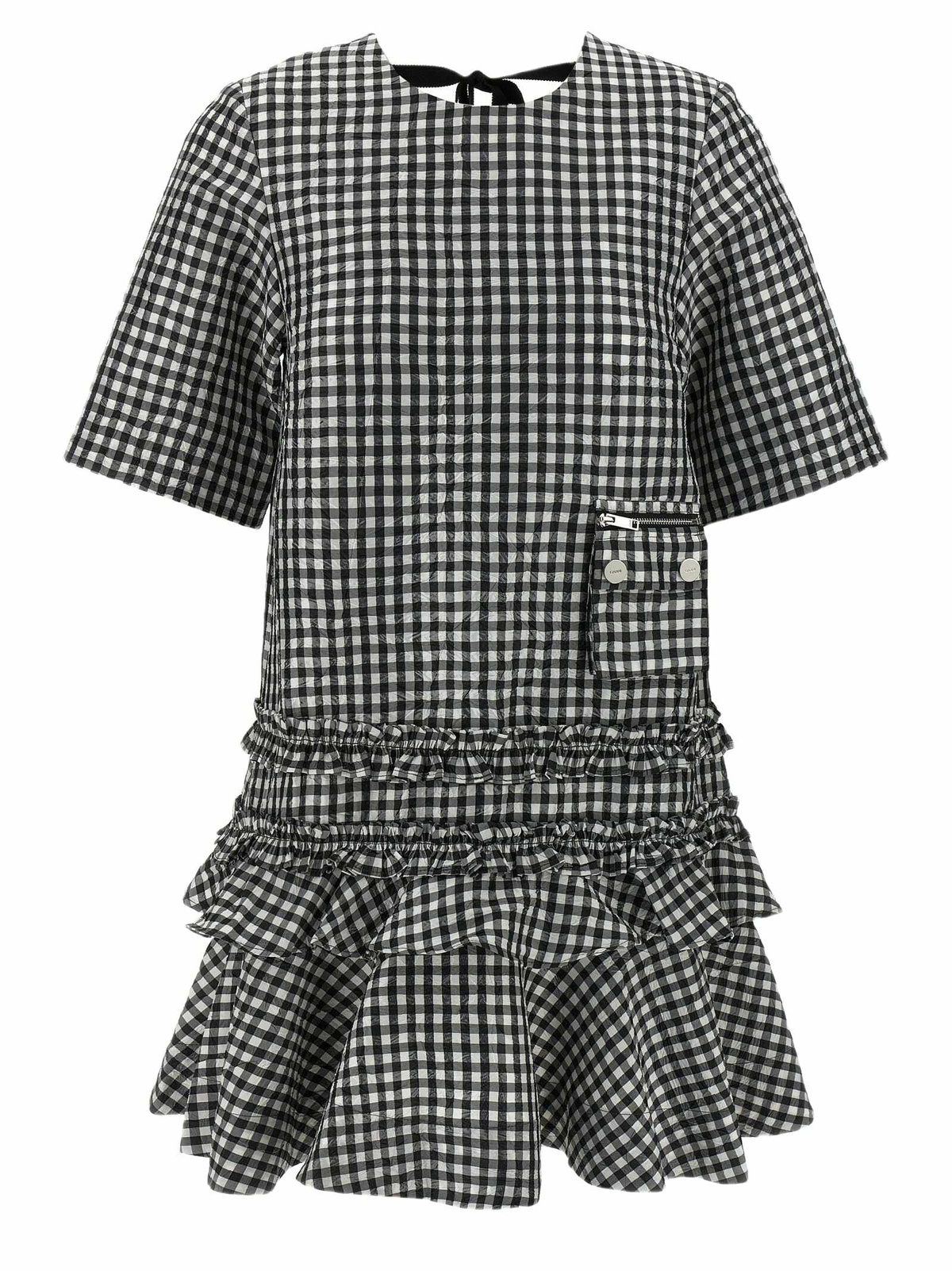 GANNI Women's Stretch Seersucker Smock Mini Dress in Chicory