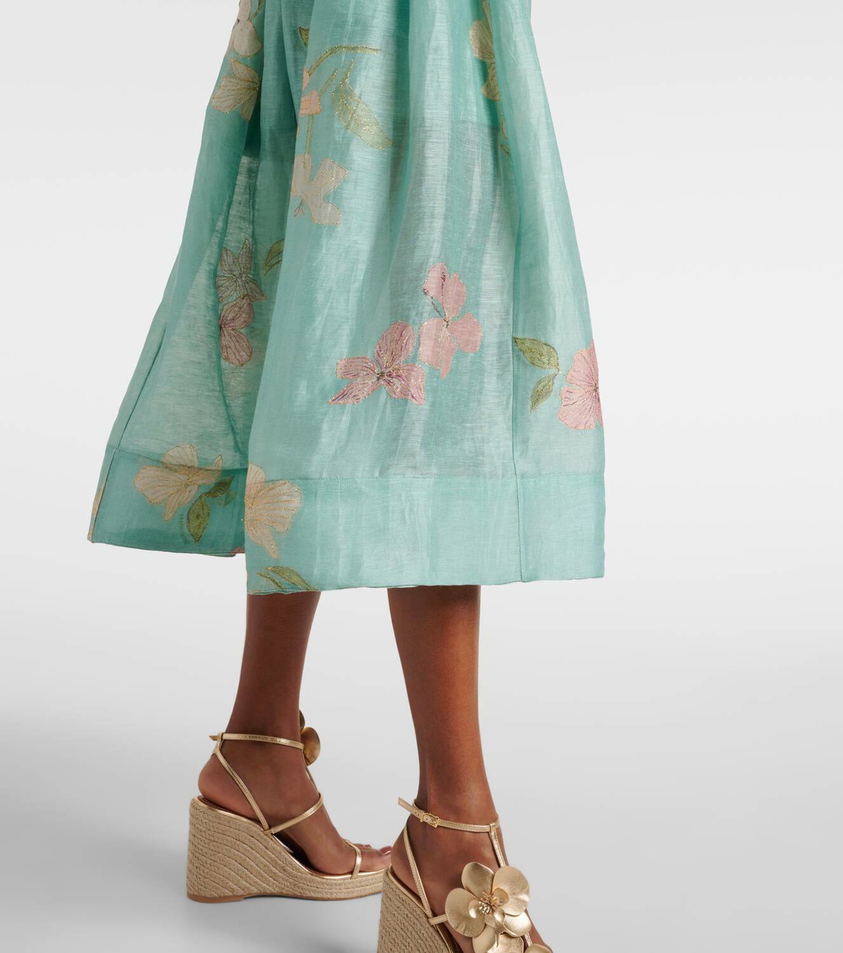 【Zimmermann】Illuminate floral linen and silk midi dress Zimmermann Illuminate linen and silk midi dress Zimmermann