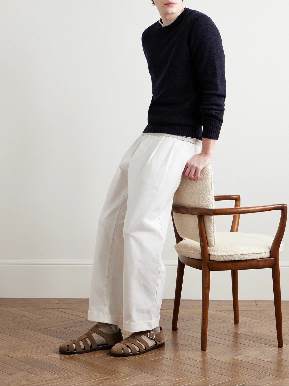 De Petrillo - Slim-Fit Merino Wool and Cashmere-Blend Sweater - Blue