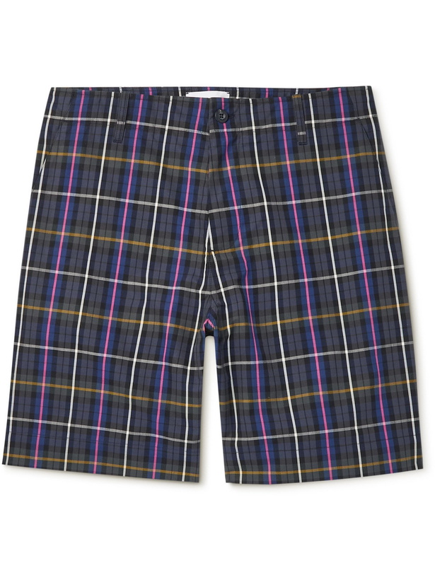 Photo: MR P. - Checked Cotton-Poplin Golf Shorts - Purple - UK/US 28