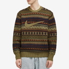 Nike Men's Apparel Life Fair Isle Sweater in Neutral Olive