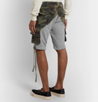 Greg Lauren - Camouflage-Print Cotton-Canvas Panelled Loopback Jersey Drawstring Shorts - Green