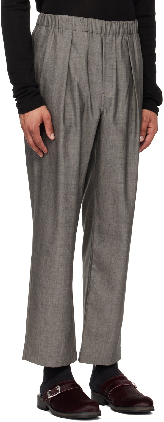 Róhe Gray Tapered Elasticated Pleated Trousers