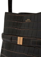 Toteme Belted Crocodile-effect Leather Bucket bag - Dark Brown - One Size