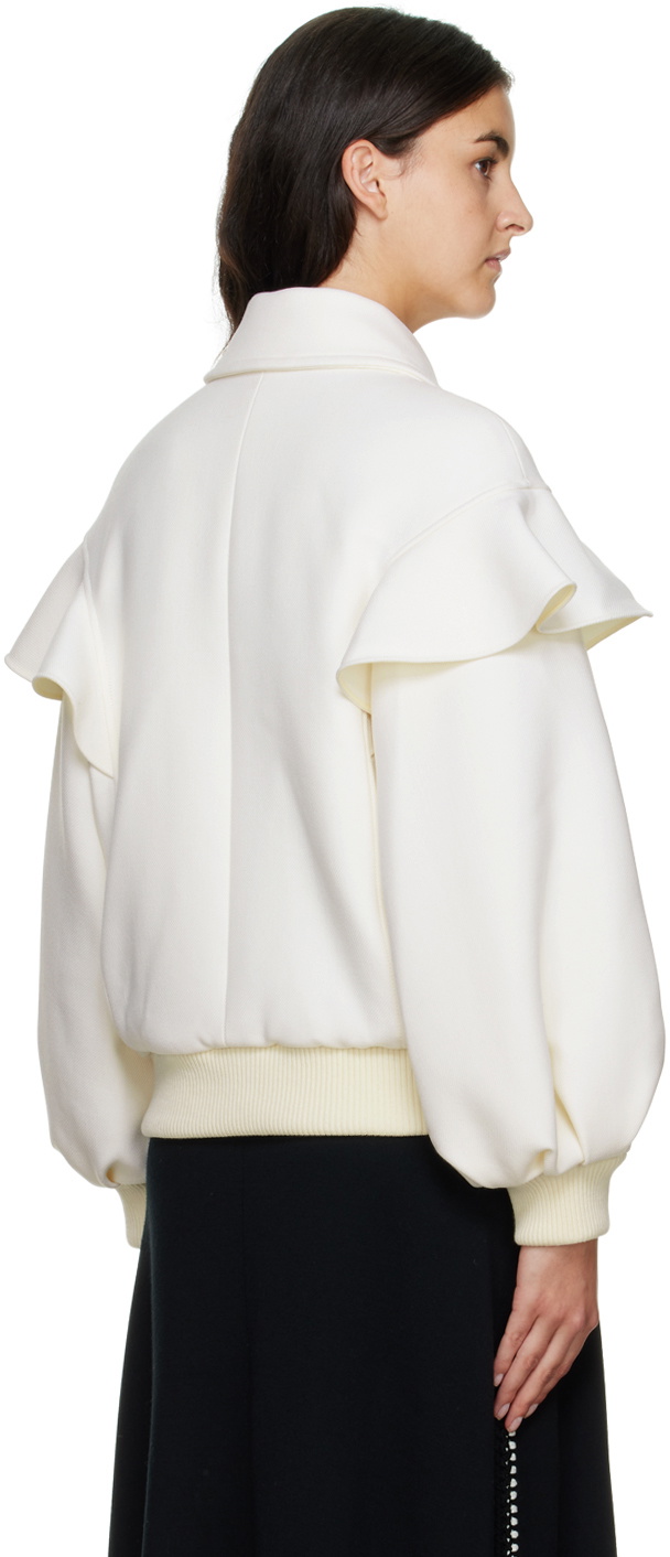 Off Shoulder Ruffle Jacket Chloé Off-White Ruffled Bomber Jacket Chloe