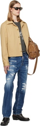 AMIRI Beige Script Collar Shirt Jacket