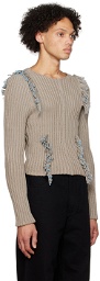 Eckhaus Latta Taupe Fringe Sweater