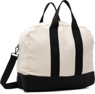 Y's Off-White & Black Canvas Combi Boston Tote