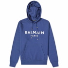 Balmain Men's Paris Logo Hoody in Blue/White