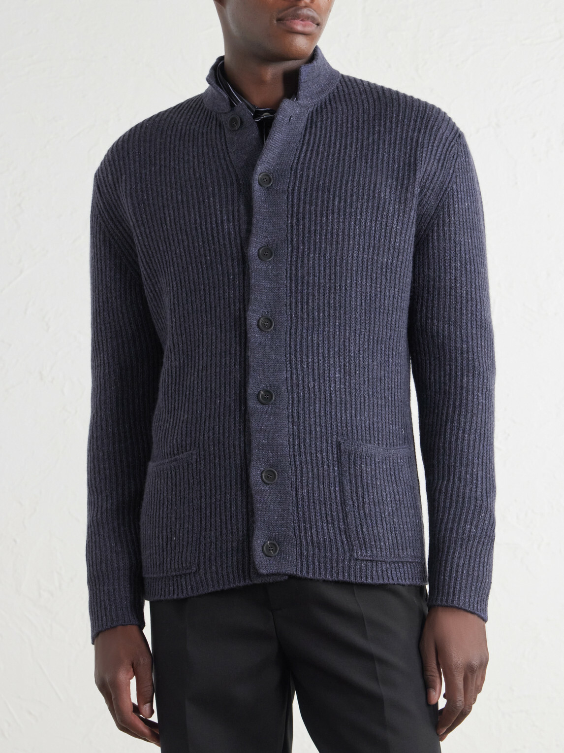 Inis Meáin - Boatbuilder Wool and Linen-Blend Cardigan - Blue