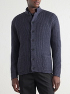 Inis Meáin - Boatbuilder Wool and Linen-Blend Cardigan - Blue