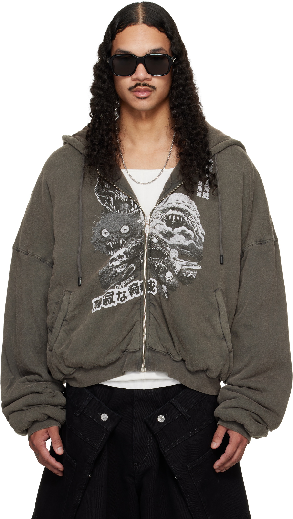 LU'U DAN Gray Wadded Hoodie