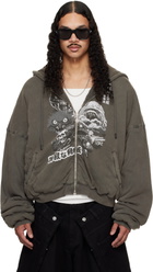 LU'U DAN Gray Wadded Hoodie
