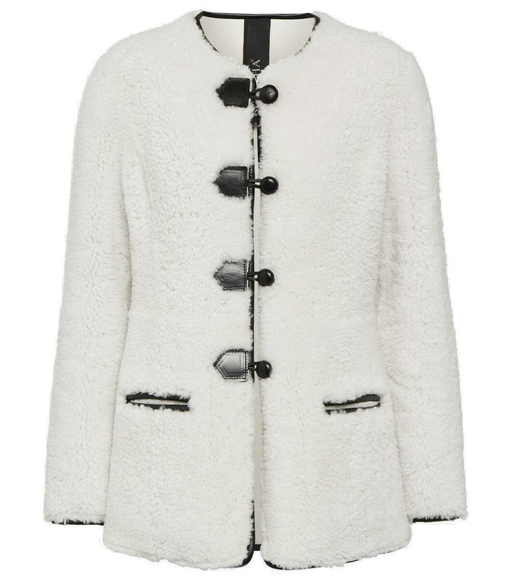 Photo: Blancha Leather-trimmed shearling jacket