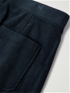 LE 17 SEPTEMBRE - Straight-Leg Pleated Cotton-Corduroy Trousers - Blue