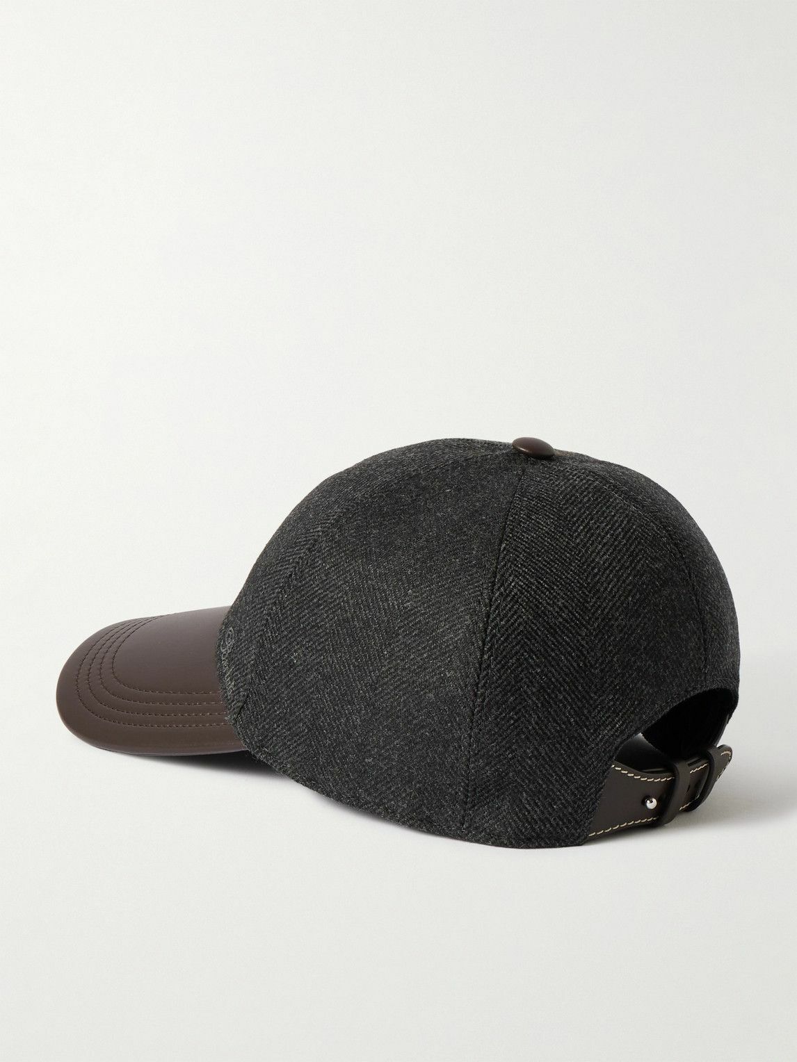 Berluti - Logo-Embroidered Leather-Trimmed Wool Baseball Cap - Gray