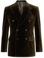 Brioni - Double-Breasted Velvet Blazer - Brown