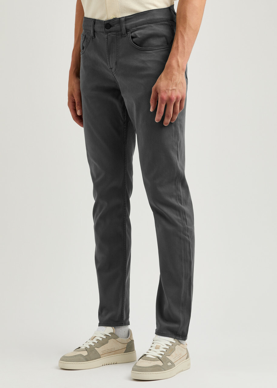 7 For All Mankind Slimmy Luxe Performace+ Tapered Stretch-cotton Chinos Grey