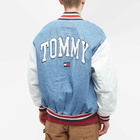 Tommy Jeans Men's Denim Letterman Jacket in Blue