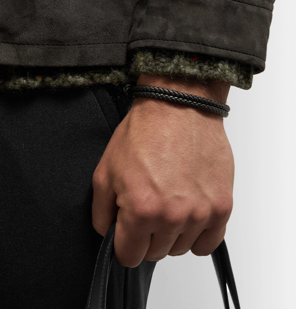 Bottega Veneta Bracelet In Leather And Silver for Men