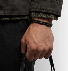 Bottega Veneta - Intrecciato Leather and Oxidised Silver-Tone Bracelet - Men - Black