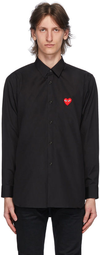 Photo: COMME des GARÇONS PLAY Black & Red Heart Patch Shirt