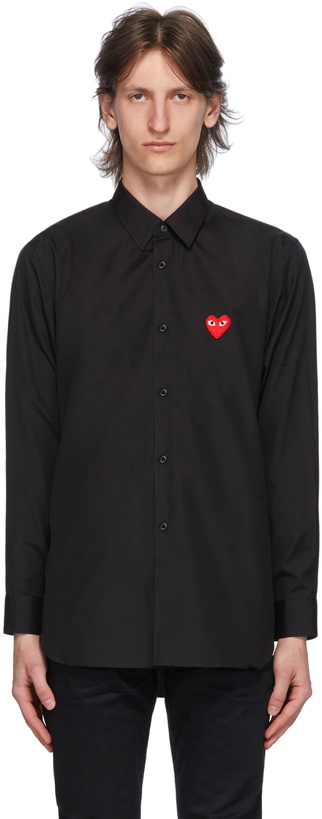 Photo: COMME des GARÇONS PLAY Black & Red Heart Patch Shirt