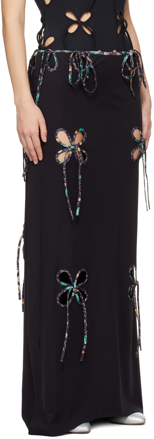 J.Kim Black Petal Maxi Skirt