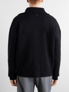 AMI PARIS - Logo-Appliquéd Merino Wool Cardigan - Black