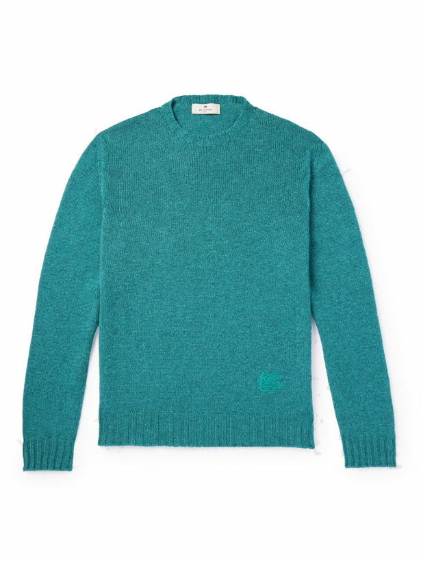 Photo: Etro - Logo-Embroidered Cashmere Sweater - Blue