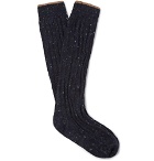Brunello Cucinelli - Ribbed Mélange Virgin Wool-Blend Socks - Men - Navy