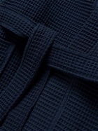 Schiesser - Essentials Waffle-Knit Organic Cotton Robe - Blue