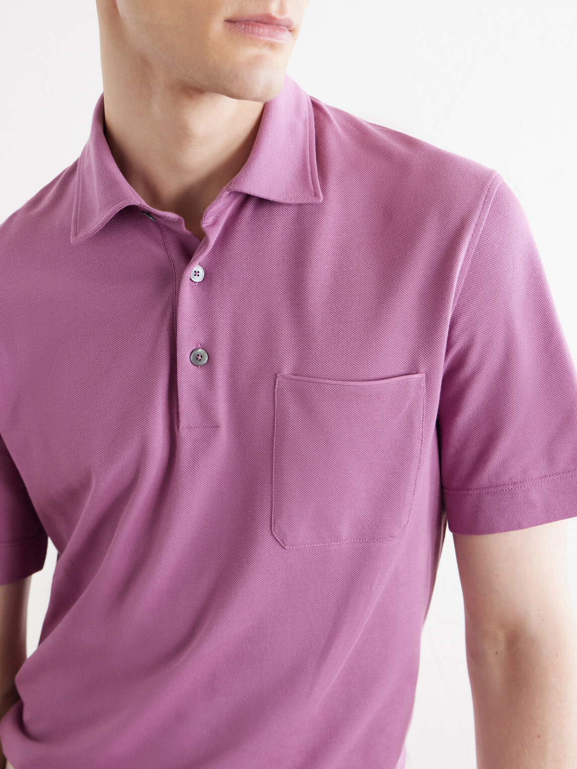 Zegna - Cotton-Jersey Polo Shirt - Pink