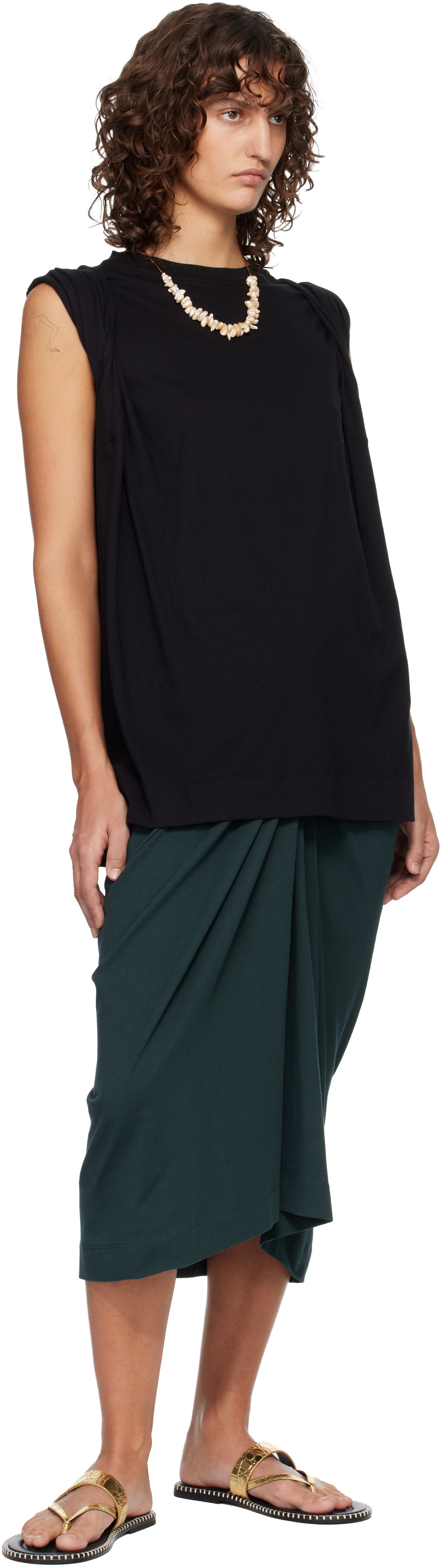 Dries Van Noten Black Loose Sleeveless T-shirt