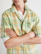 God's True Cashmere - Convertible-Collar Checked Linen Shirt - Green