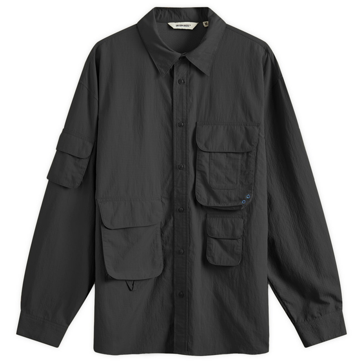 Photo: Uniform Bridge Men's Ripstop Multi Pocket Shirt in Black