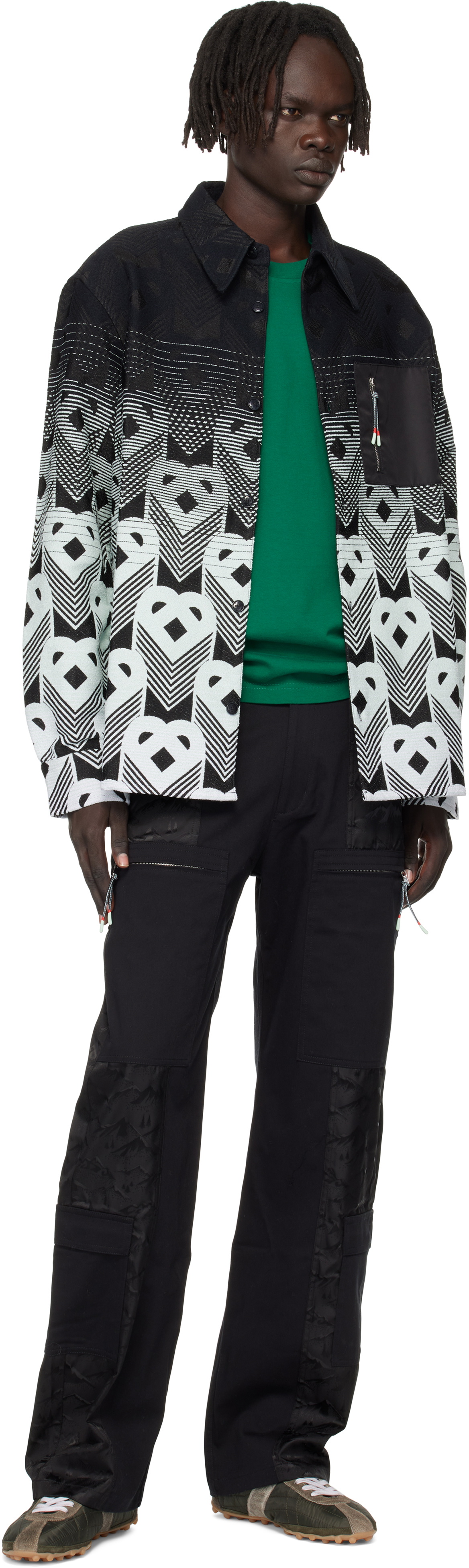 Casablanca Black Nylon Mountain Camo Cargo Pants