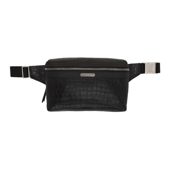 Photo: Saint Laurent Black Croc Webbing Belt Marsupio Pouch