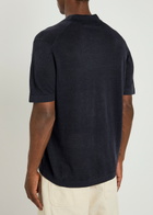 Les Deux Emmanuel Fine-knit Polo Shirt Navy