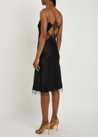 Anna October Antea Cut-out Satin Midi Dress Black