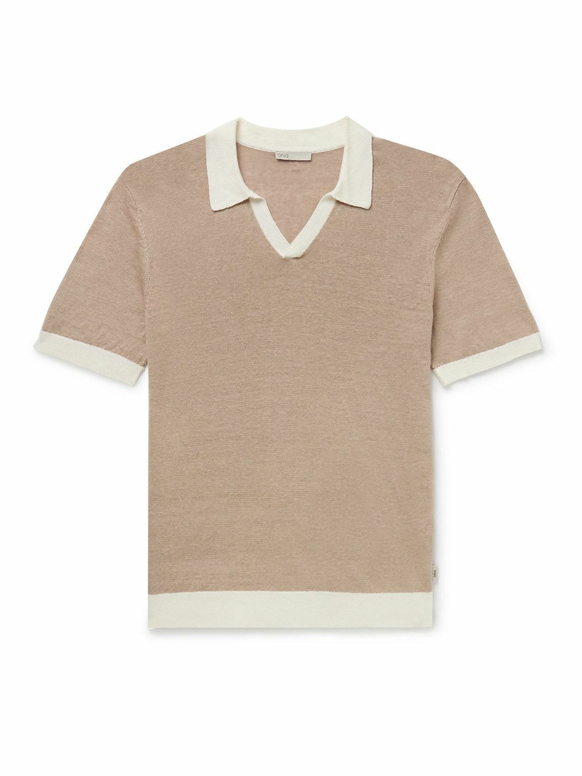 Onia - Johnny Two-Tone Linen Polo Shirt - Brown