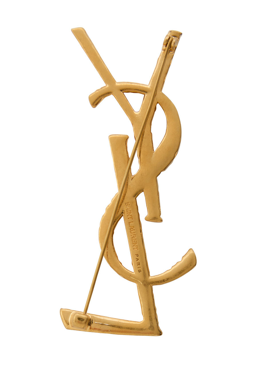 Saint Laurent Twisted Texture Metal Brooch - Gold - One Size