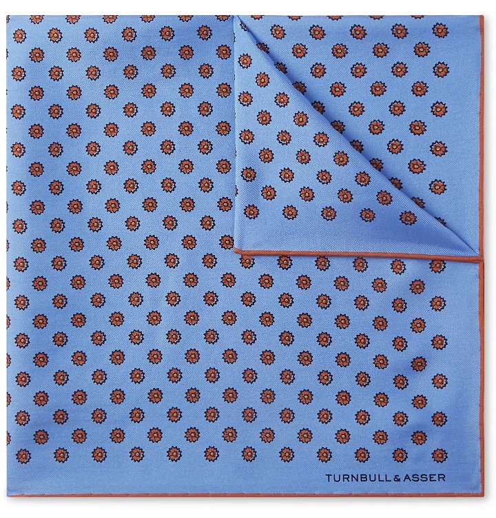 Photo: Turnbull & Asser - Printed Silk Pocket Square - Blue