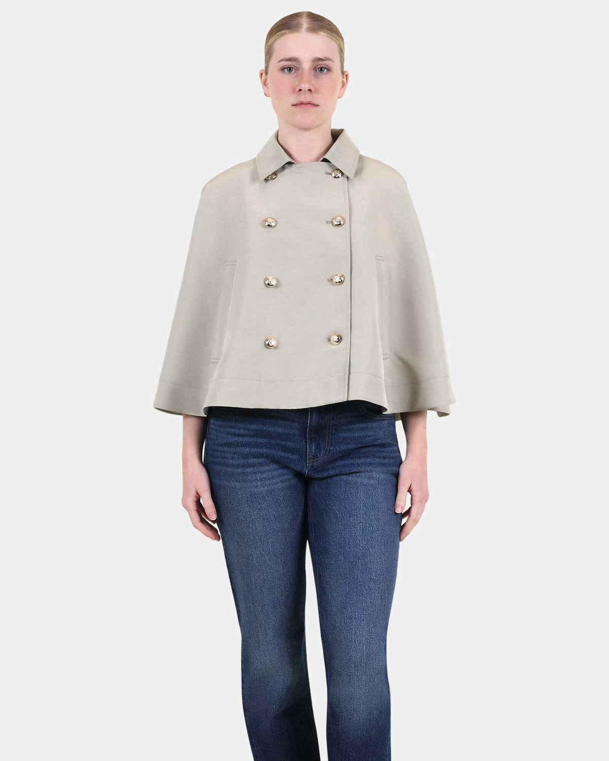 Steve Madden Noemie Trench Cape in Grey