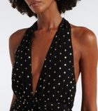 Rixo Alaina polka-dot halterneck midi dress