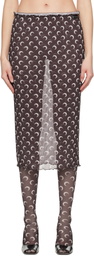 Marine Serre Brown Moon Printed Mesh Midi Skirt