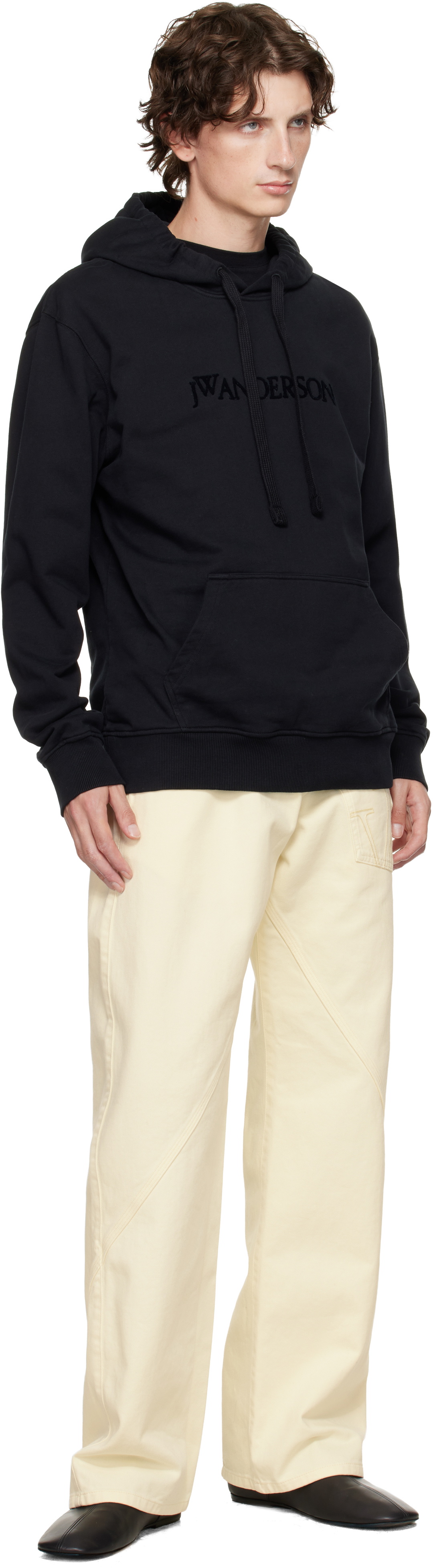 JW Anderson Black Logo Embroidery Hoodie