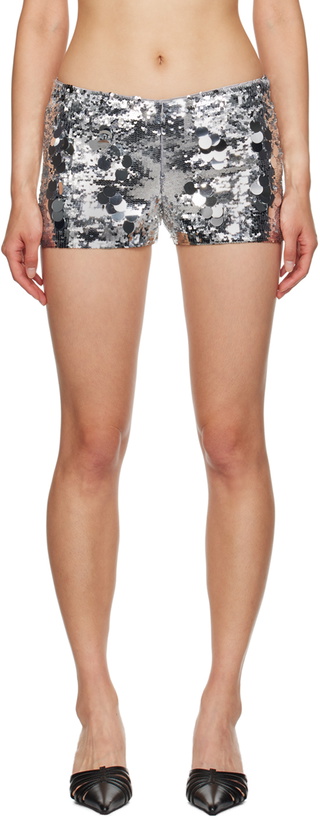 Photo: GUIZIO Silver Paillette Shorts