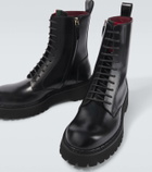 Gucci Web Stripe leather combat boots